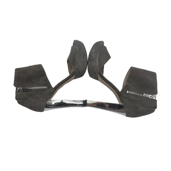 MICHAEL Michael Kors Silver Gray Suede Platform Heels Size 7 1/2 Women's - Picture 6 of 9